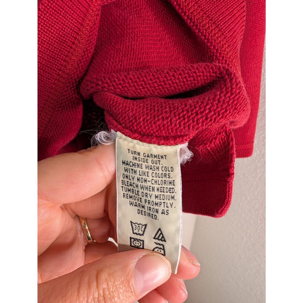 Eddie Bauer VTG Cotton Chunky Knit Red Sweater M Colorful Cottagecore Chic *READ - Picture 5 of 5